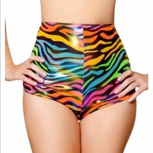 High Waist Rainbow Zebra Shorts